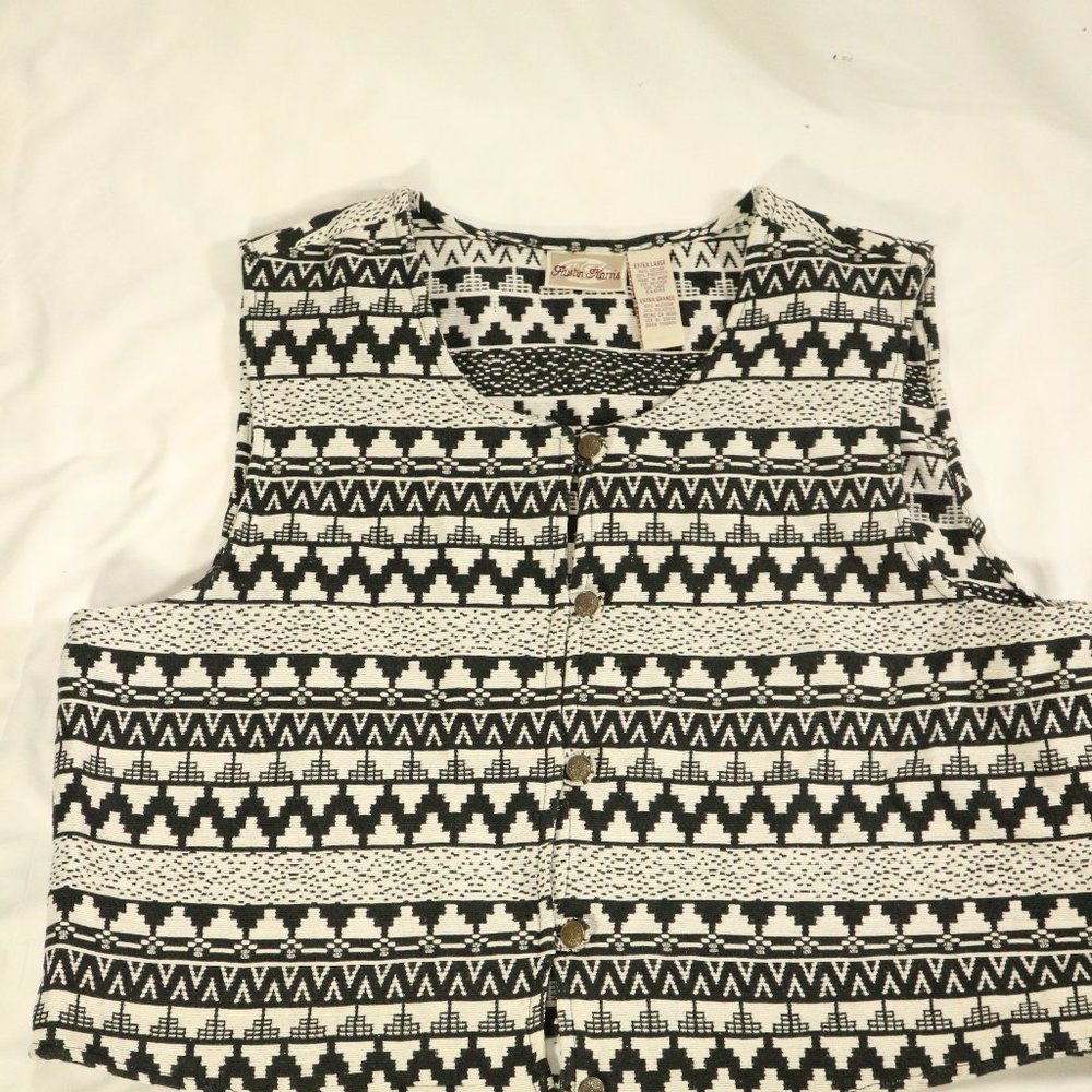 Vtg AUSTIN HARRIS Aztec Print Button Vest Sz XL Men - Picture 3 of 13